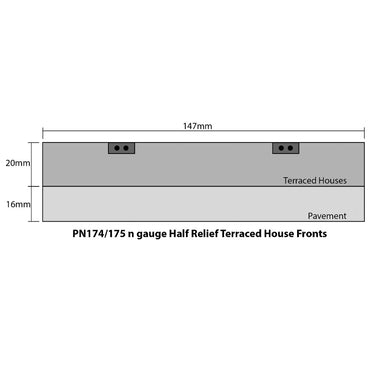 Metcalfe PN174 Low Relief Terraced House Fronts Building Red Brick N Gauge Kit