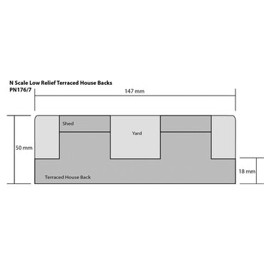 Metcalfe PN177 Low Relief Terraced House Backs Stone N Gauge Kit