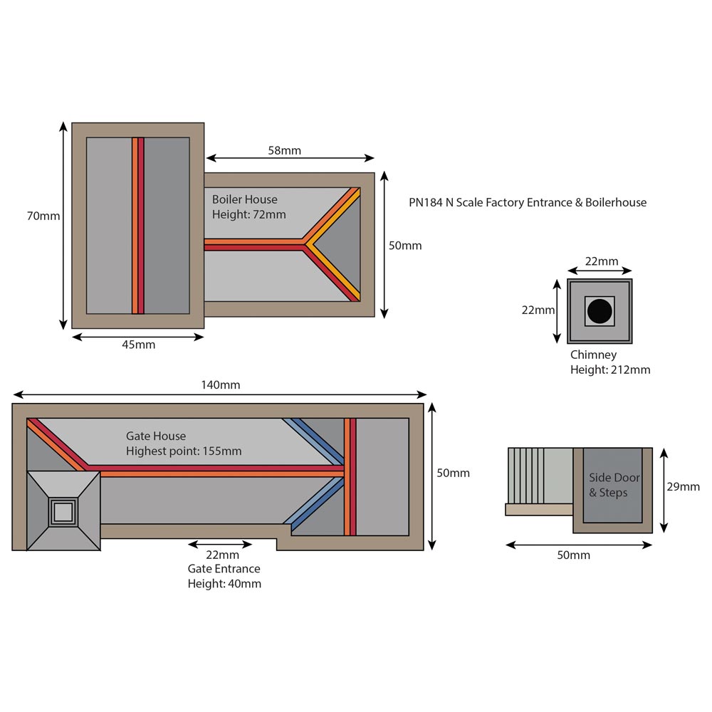 Metcalfe PN184 Boilerhouse & Factory Entrance Industrial Buildings N Gauge Kit