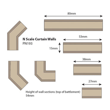 Metcalfe PN193 Curtain Walls for Castle N Gauge Kit