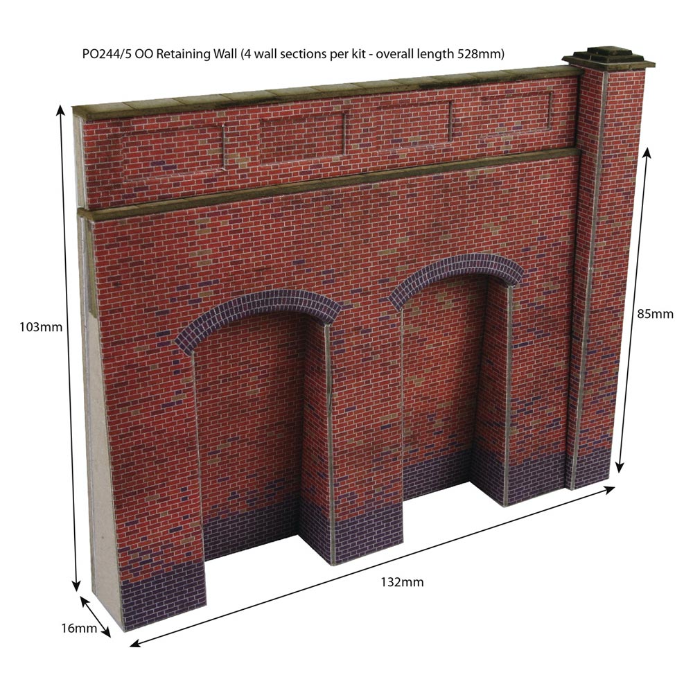 Metcalfe PO244 Red Brick Retaining Wall Sections HO/OO Gauge Kit