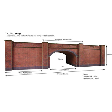 Metcalfe PO246 Red Brick Railway Bridge Double Track HO/OO Gauge Kit