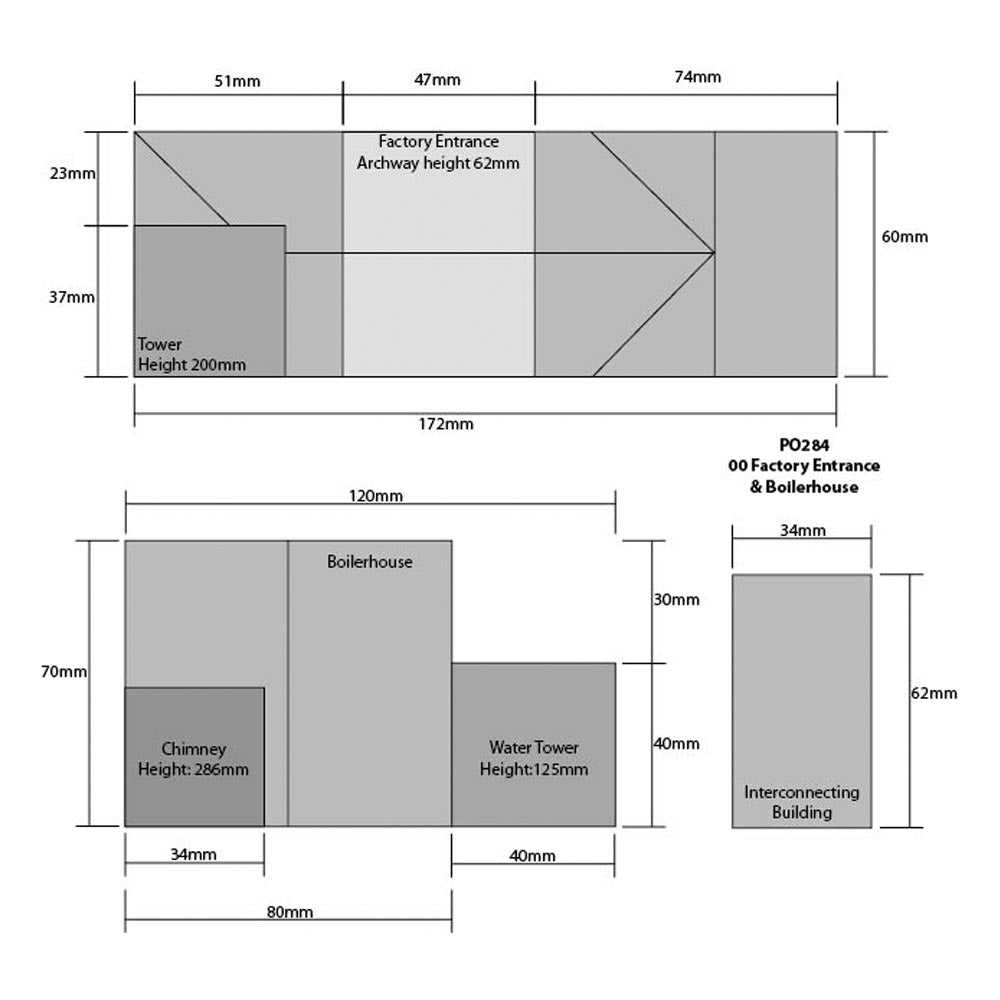 Metcalfe PO284 Boilerhouse w/Chimney & Factory Entrance Red Brick OO Gauge Kit