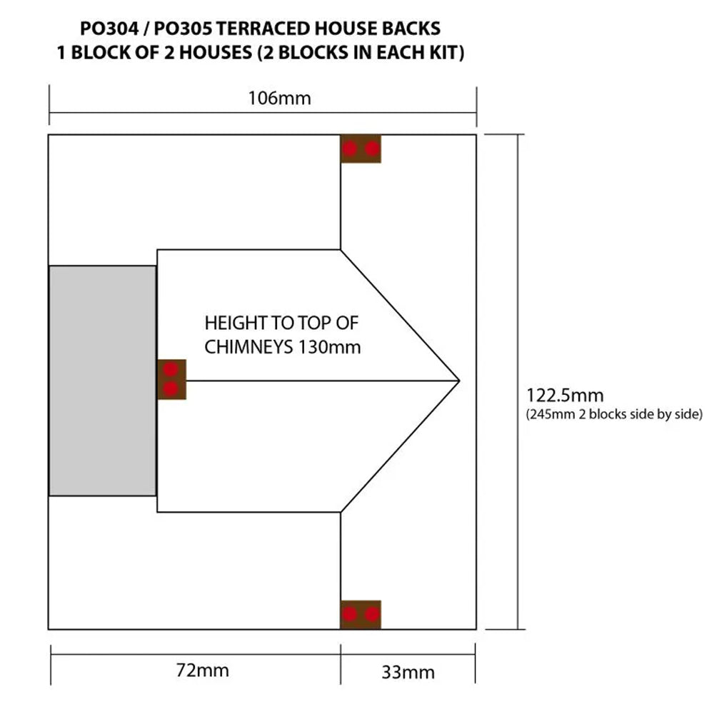 Metcalfe PO305 Terraced House Backs Stone OO Gauge Kit