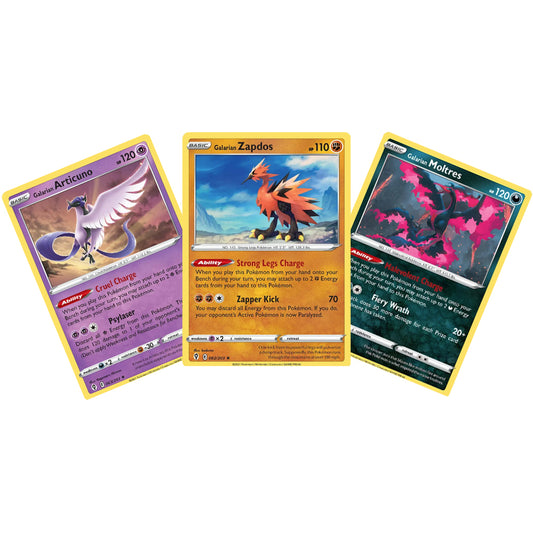 Pokemon TCG: Galarian Articuno, Zapdos, Moltres Cards 063,082,093/203