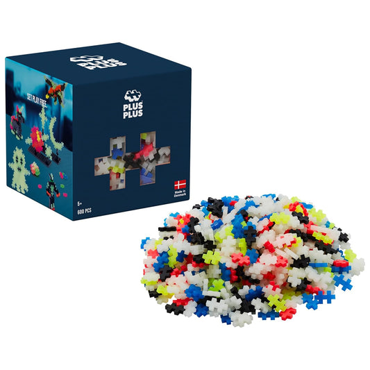 Plus-Plus Glow in the Dark Mix 600pcs Age 5+ Open-Play Pack Building Blocks 3974