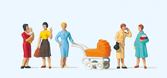 Preiser 10024 Women (5) & Pram Exclusive Figure Set HO
