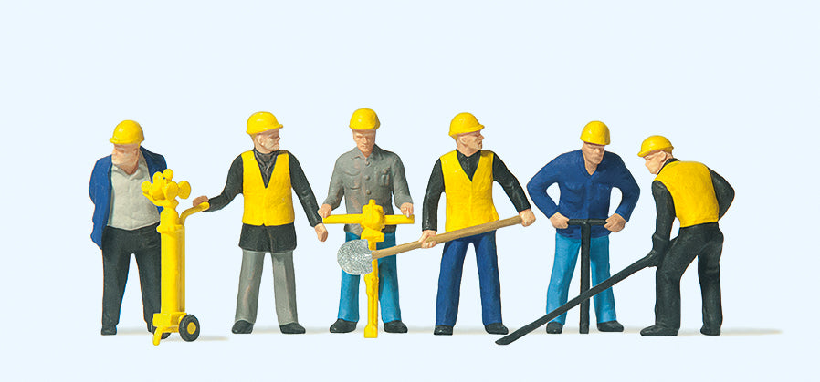 Preiser 10035 Track Maintenance Gang (6) with Tools Exclusive Figure Set HO