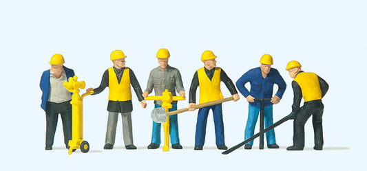 Preiser 10035 Track Maintenance Gang (6) with Tools Exclusive Figure Set HO