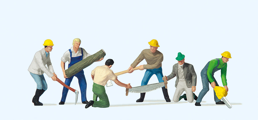 Preiser 10042 Lumberjacks (6) with Tools & Log Exclusive Figure Set HO