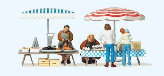 Preiser 10052 Market Stalls (2) with Accessories Exclusive Figure Set HO