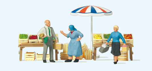 Preiser 10056 At the Market (3) and Accessories Exclusive Figure Set HO