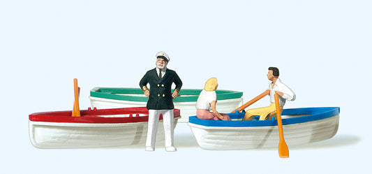 Preiser 10072 Boats (2) and People (3) Exclusive Figure Set HO