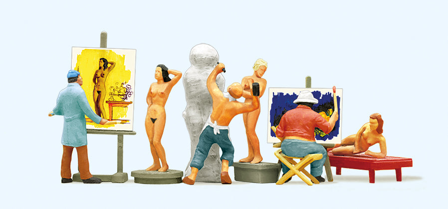 Preiser 10106 Artists/Sculptors (3) w/Nude Models (3) Exclusive Figure Set HO