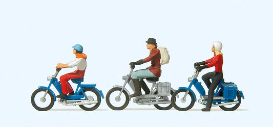 Preiser 10125 Mopeds with Riders (6) Exclusive Figure Set HO