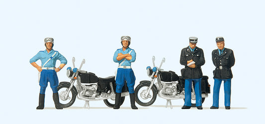 Preiser 10191 Gendarmerie (4) with Motorcycles (2) Exclusive Figure Set HO