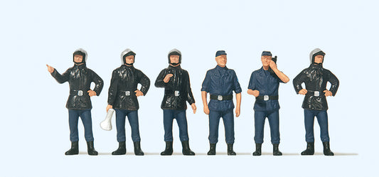 Preiser 10232 French Firemen with Modern Helmets (6) Exclusive Figure Set HO