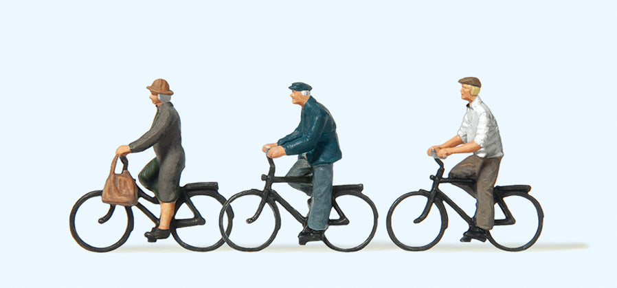 Preiser 10333 Elderly Cyclists (3) Exclusive Figure Set HO