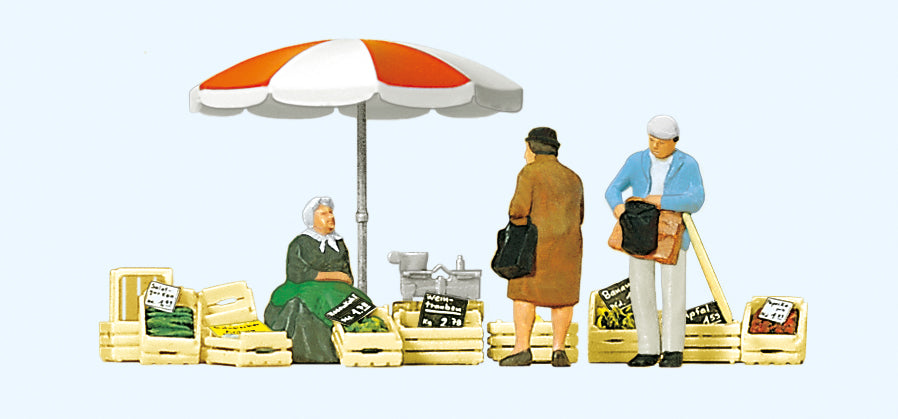 Preiser 10337 Seated Market Seller and Customers (2) Exclusive Figure Set HO