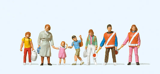 Preiser 10344 School Crossing Patrol (7) Exclusive Figure Set HO