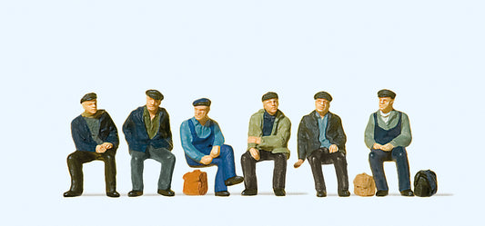Preiser 10351 Seated Industrial Workers (6) Exclusive Figure Set HO