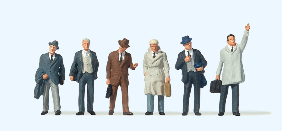 Preiser 10381 Businessmen with Coats (6) Exclusive Figure Set HO
