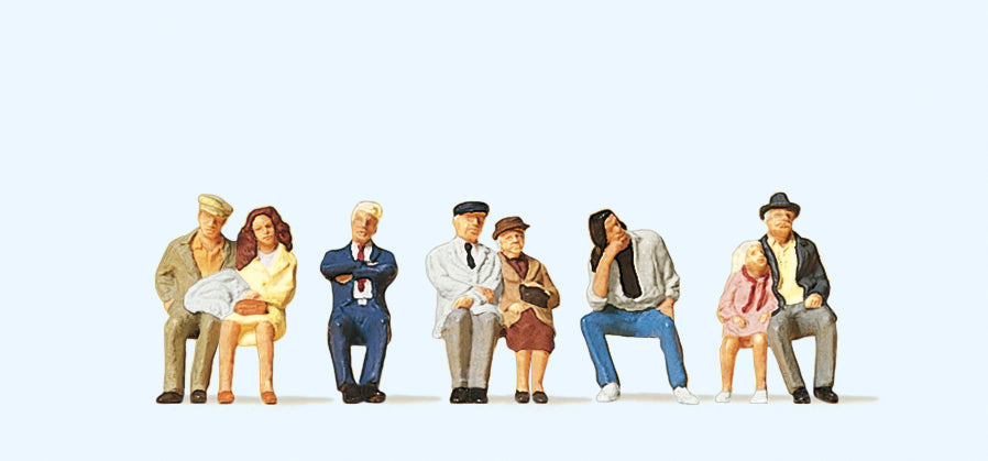 Preiser 10384 Seated Bus/Train Passengers (8) Exclusive Figure Set HO