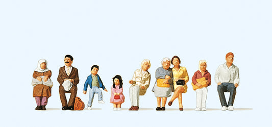 Preiser 10385 Seated Bus/Train Passengers (9) Exclusive Figure Set HO