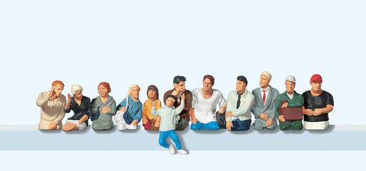 Preiser 10386 Seated Bus/Train Passengers (12) Exclusive Figure Set HO
