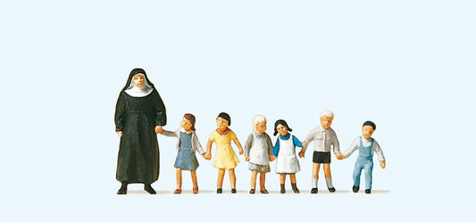 Preiser 10401 Nun with Children (6) Exclusive Figure Set HO