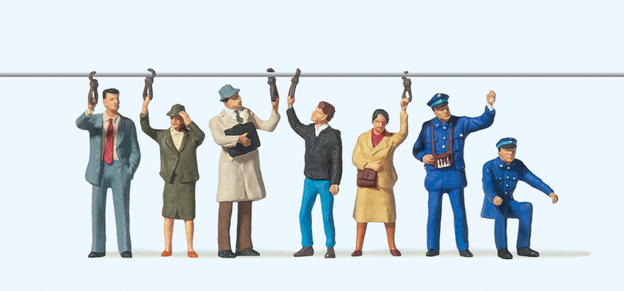 Preiser 10405 Tram Travellers (5) and Personnel (2) Exclusive Figure Set HO