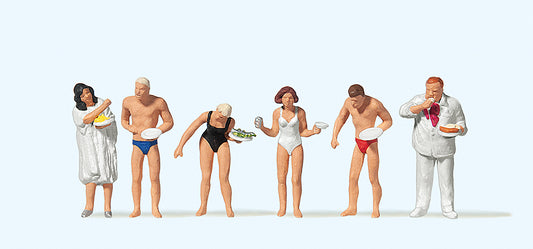 Preiser 10424 At the Beach Buffet (6) Exclusive Figure Set HO