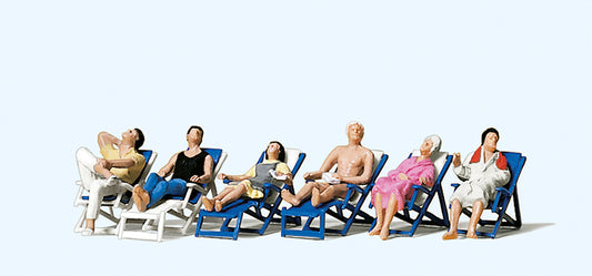 Preiser 10437 Relaxing on Deckchairs (6) Exclusive Figure Set HO