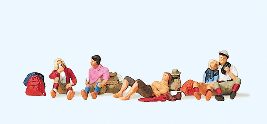 Preiser 10442 Hikers Resting (5) Exclusive Figure Set HO