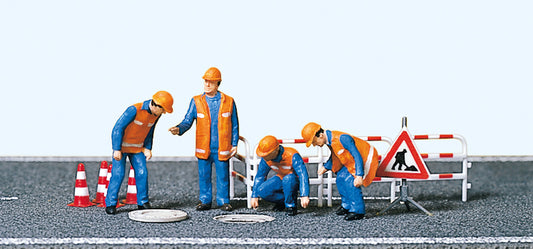 Preiser 10445 Drain Inspectors (4) and Accessories Exclusive Figure Set HO