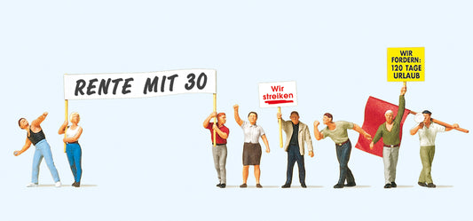 Preiser 10456 Demonstrators with Placards (8) Exclusive Figure Set HO