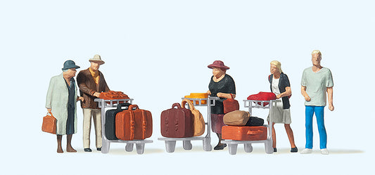 Preiser 10459 Travellers (5) with Luggage Trolleys Exclusive Figure Set HO
