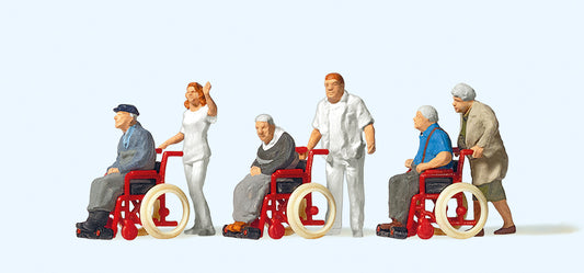 Preiser 10479 Carers with Disabled in Wheelchairs(3) Exclusive Figure Set HO