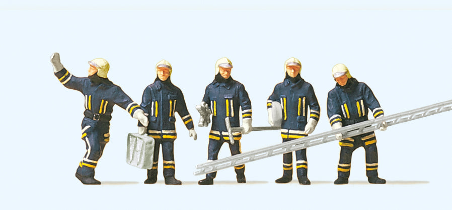 Preiser 10484 Firemen Arriving at Fire Scene (5) Exclusive Figure Set HO