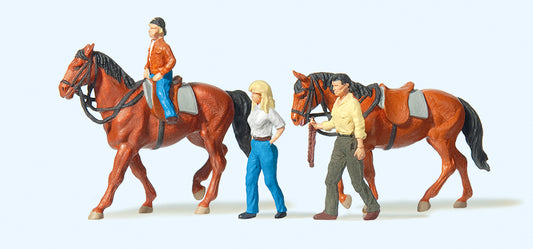 Preiser 10500 Horses (2) and Riders Exclusive Figure Set HO
