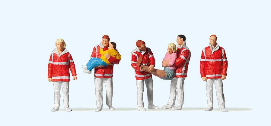 Preiser 10518 Paramedics (5) and Injured (2) Exclusive Figure Set HO