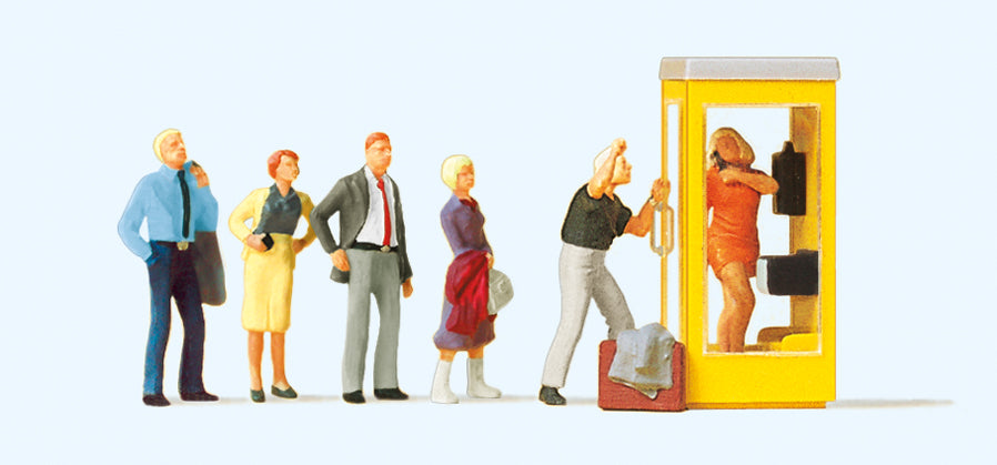 Preiser 10523 Telephone Box Scene (6) Exclusive Figure Set HO