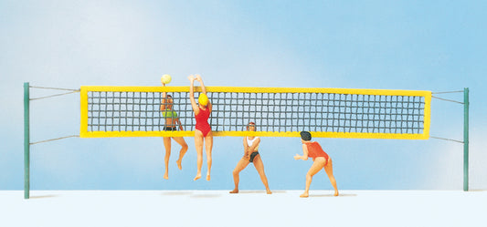 Preiser 10528 Beach Volleyball Scene (4) Exclusive Figure Set HO