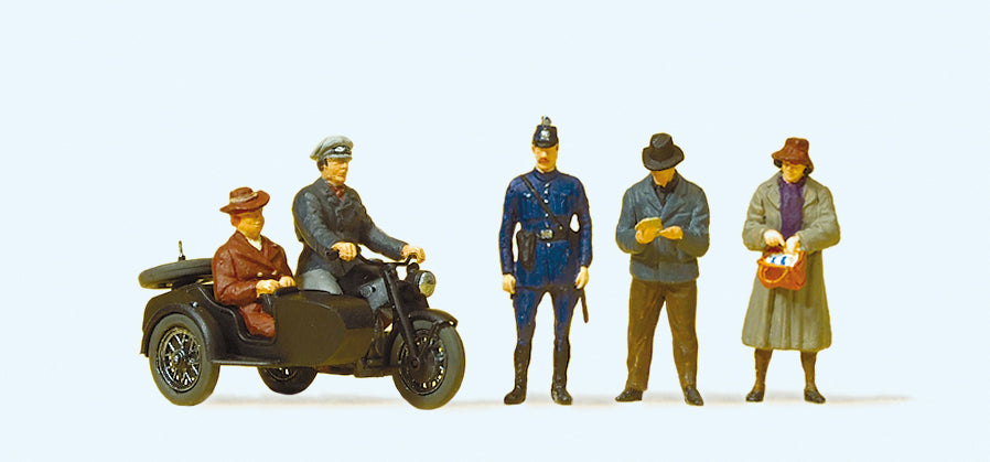 Preiser 10565 Zundapp w/Sidecar and Passers By (3) Exclusive Figure Set HO