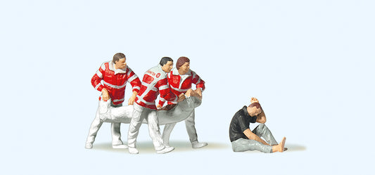 Preiser 10567 Paramedics (3) w/Blanket for Injured Exclusive Figure Set HO