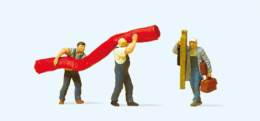 Preiser 10568 Carpet Fitters (3) and Accessories Exclusive Figure Set HO