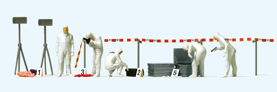 Preiser 10576 Crime Scene Investigation Scene (5) Exclusive Figure Set HO