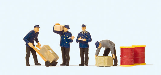 Preiser 10578 DB Delivery Men (4) with Loads Exclusive Figure Set HO