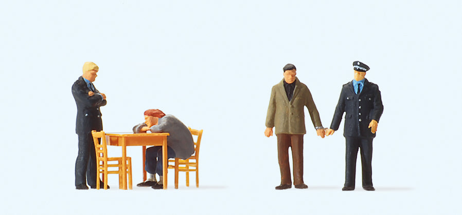 Preiser 10590 Under Interrogation Scene (4) Exclusive Figure Set HO