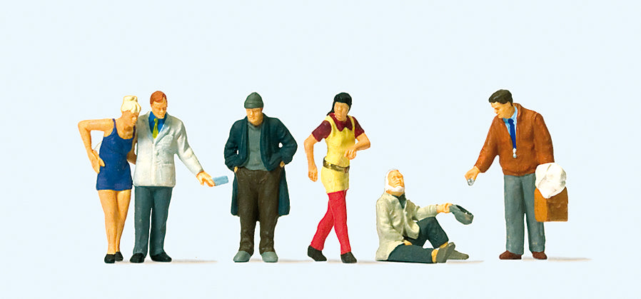 Preiser 10591 In the Pedestrian Precinct Scene (6) Exclusive Figure Set HO
